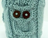 Owl Mug Cozy // Hand Knit // READY TO SHIP // Vegan Eco-Friendly Yarn // Coffee, Tea, Hot Coco