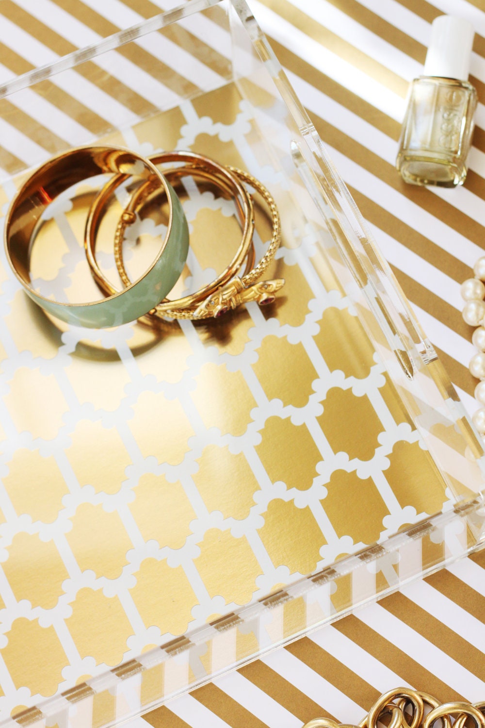 Limited Edition Metallic Lucite Serving Tray - Bonita Print