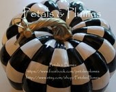 Black and White Check Pumpkin - Hand Painted - Fall-Halloween Decoration-Centerpiece-"MADE TO ORDER" (Listing for  One Pumpkin) 7.5" x 7" - PetalsnPlumes