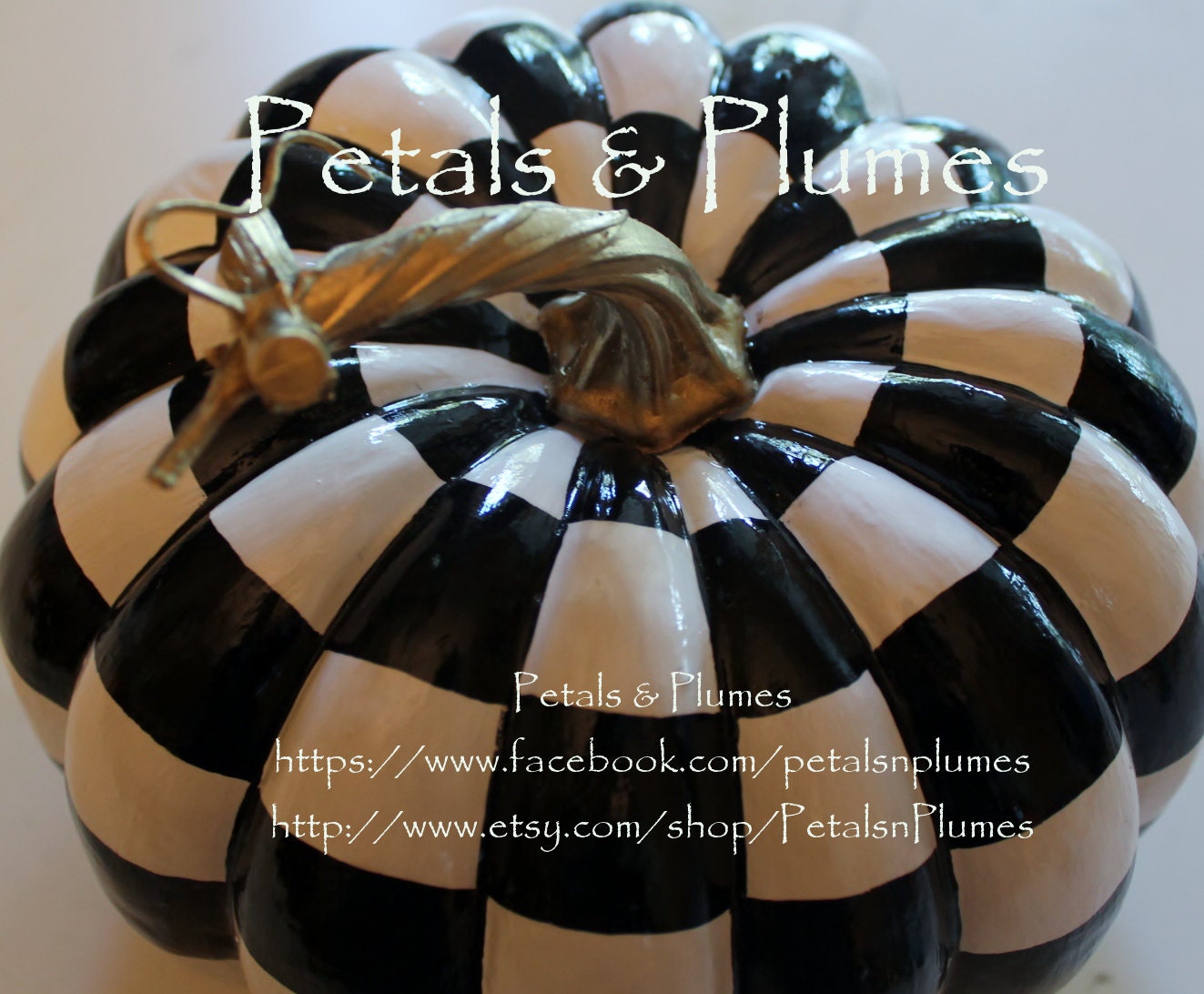 Black and White Check Pumpkin - Hand Painted - Fall-Halloween Decoration-Centerpiece-"MADE TO ORDER" (Listing for One Pumpkin) 7.5" x 7"