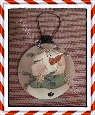 Hand Painted Wood Country Snowman  Ornament, Christmas, Holidays, Seasonal, Tree trimmer, ornie