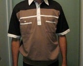 Vintage Men Casual Shirt / Short Sleeves Polo Shirt / Classy / Alan Stuart / Medium