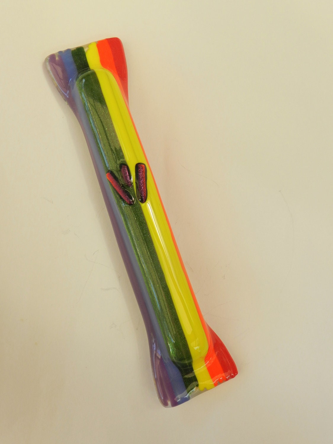 Rainbow / Pride Fused glass handmade Mezuzah mezuza by Dalit Glass