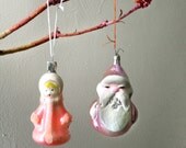 2 Christmas Decorations / Mercury Glass Ornaments. Vintage Midcentury Russian Traditional Home Decor. SET 19.