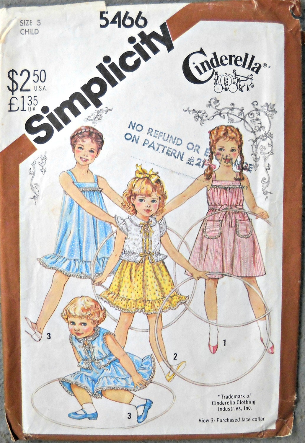 Simplicity 5466, Cinderella, Toddler and Child's Pullover Sundress and Unlined Jacket Pattern, Size 5