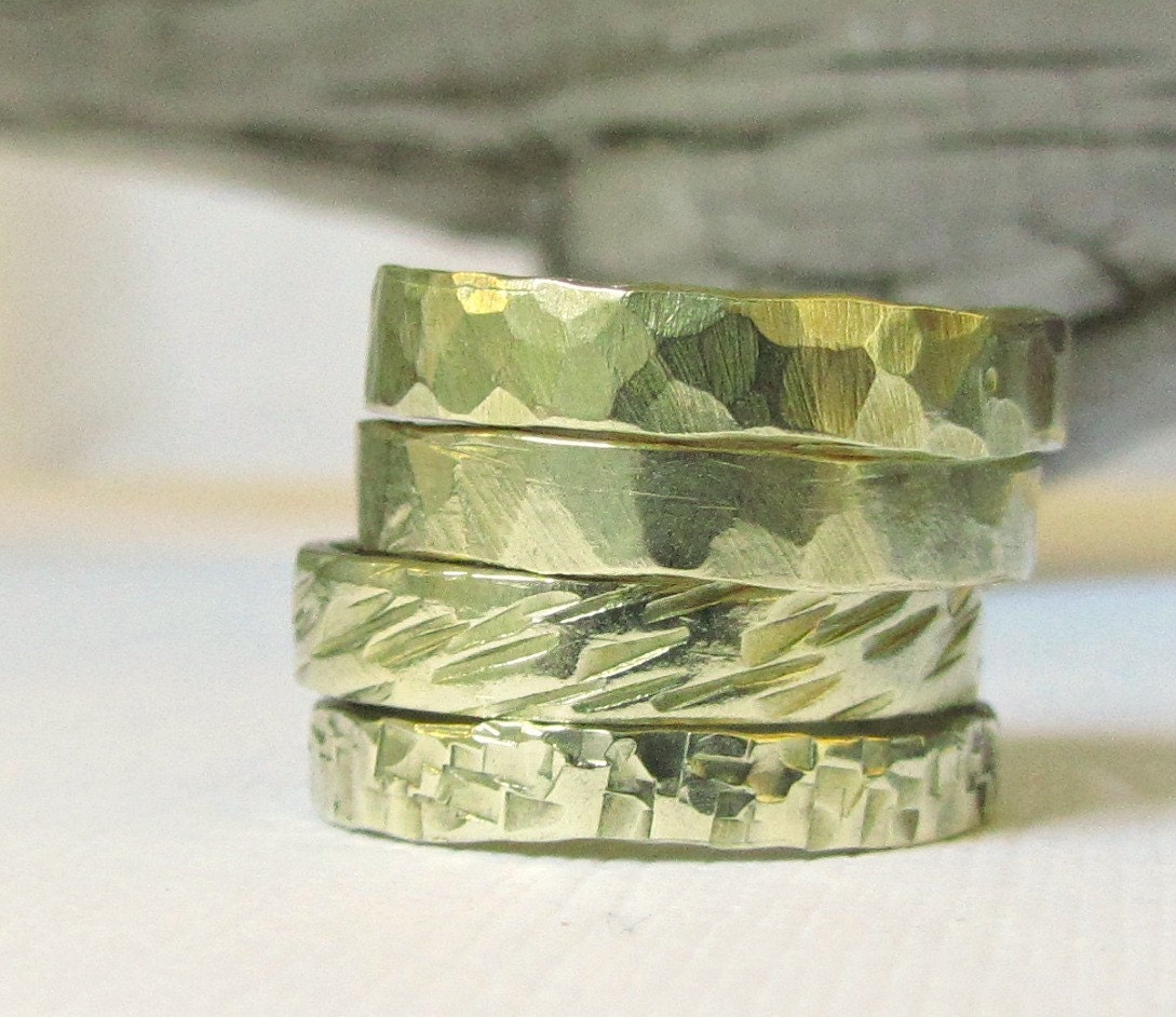 Stacking Rings- Brass Set of 4 Gold Band Rings