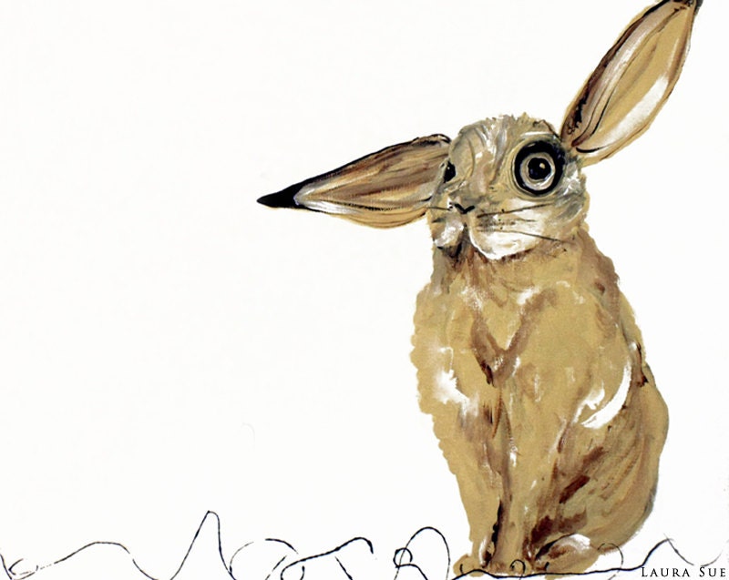 Rabbit Print, Bunny Poster, Unique Wall Art