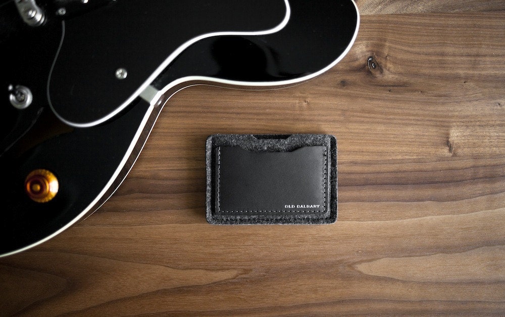 Alpha Card Sleeve Wallet in Carbon - Made in the USA - Handcrafted Organic Wool Felt