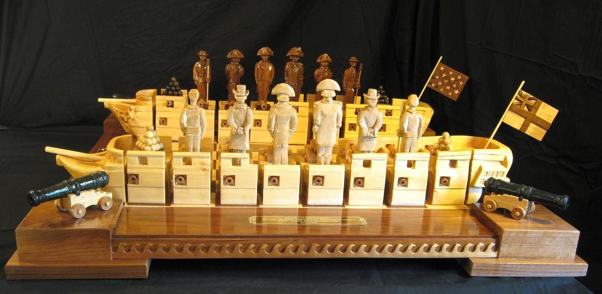 War of 1812 Chess Set handmade on etsy custom themed     chess sets and chess boardsThe Constitution versus the Guerierre Chess Set