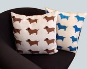 Blue shade dachshund pillow cover (for 20" x 20" pillow)