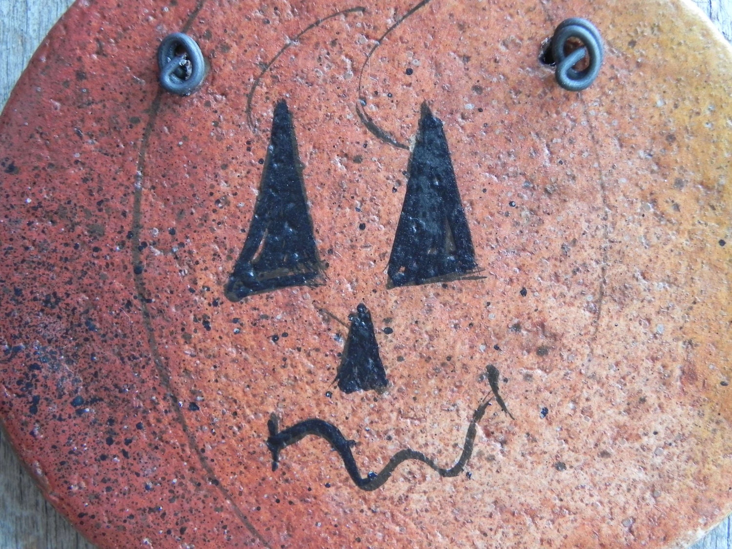 Primitive Jack O Lantern Pumpkin Salt Dough Ornament  / Fall Decor