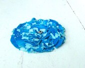 Ocean Blue Fabric Flower For Scrapbooking And Accessorizing Handmade by GoHeyJudy