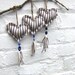 Rustic Heart Cloth Ornaments In Blue And White French Ticking Handmade by GoHeyJudy