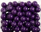 10 - Grape Purple Gumball Beads, Opaque Acrylic Round Beads , 20MM, 2MM Hole