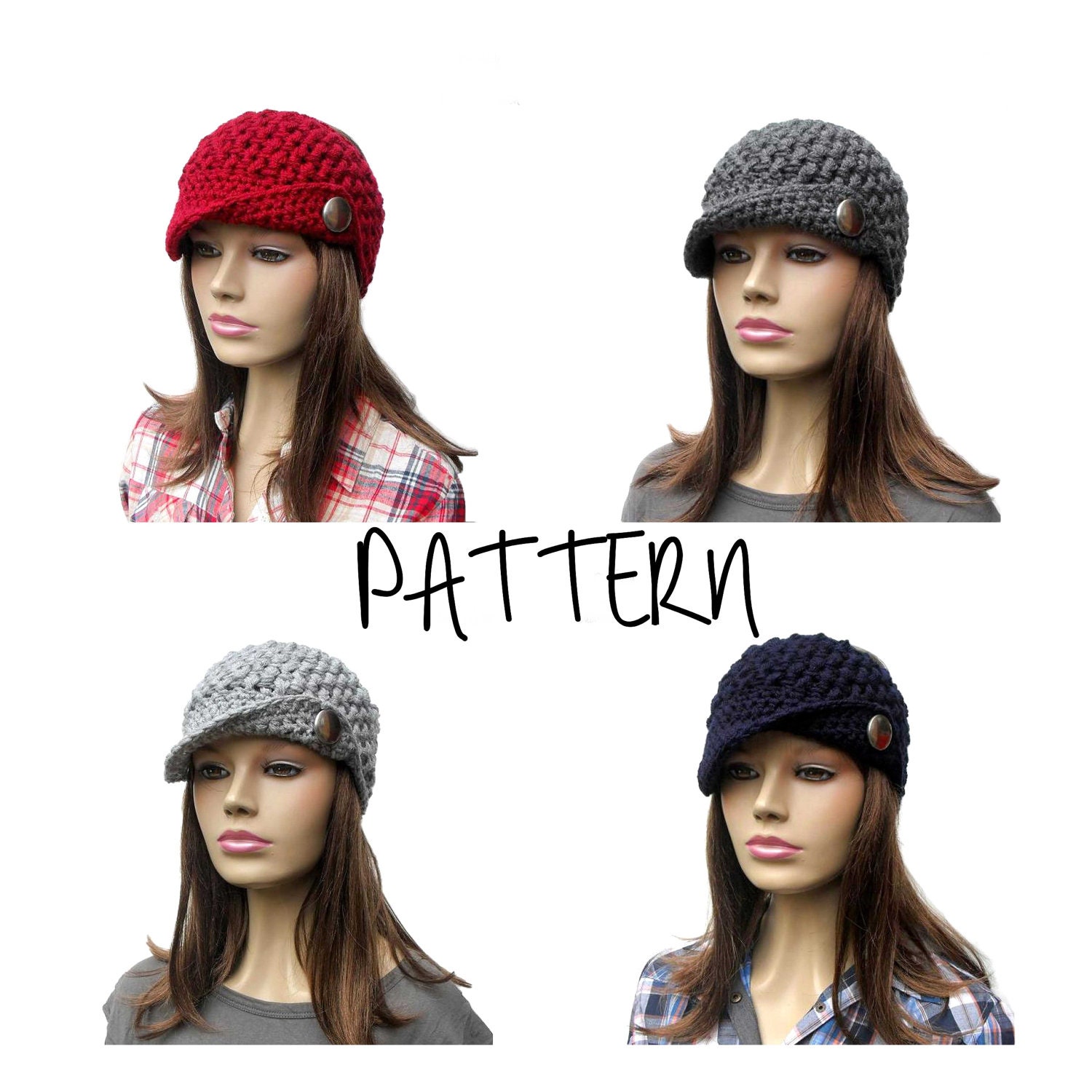 Crochet pattern headband with brim peak PDF