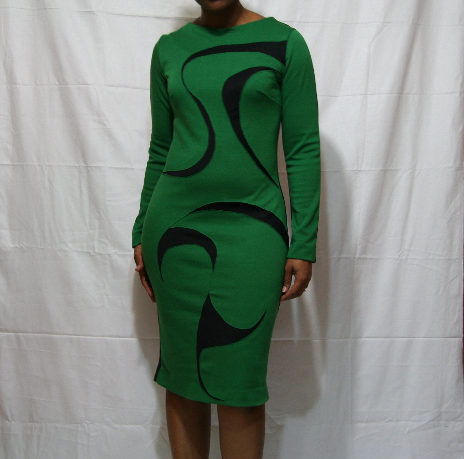 Color blocked Double Knit cut out fitted column dress