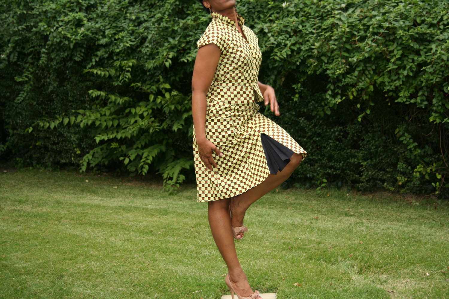 Holland wax pleated front A line skirt