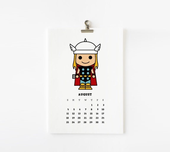 SALE - 2013 Calendar Cute Superhero 5x7 Free shipping