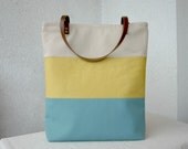 Colorblock Canvas Urban Large Tote bag Stripes Leather handles Summer Tote