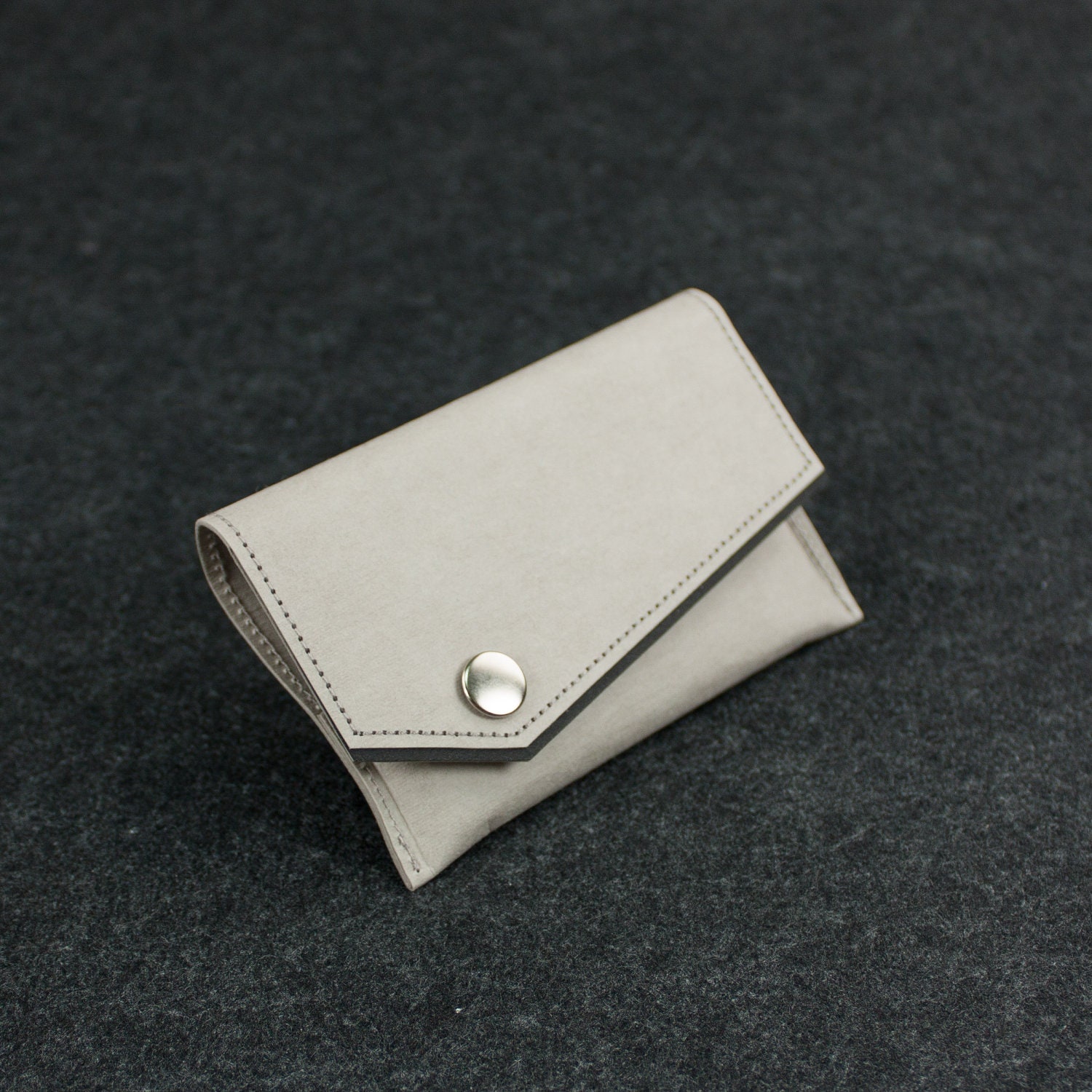 Accented Business Card Case in Gray and Black - Washable Kraft Paper