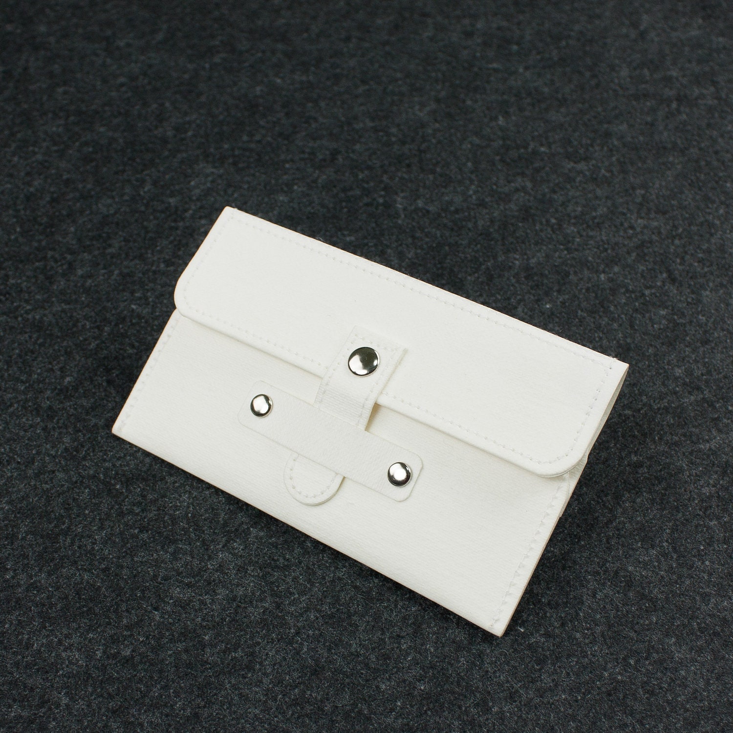 Latch Closure Business Card Case in White - Washable Kraft Paper