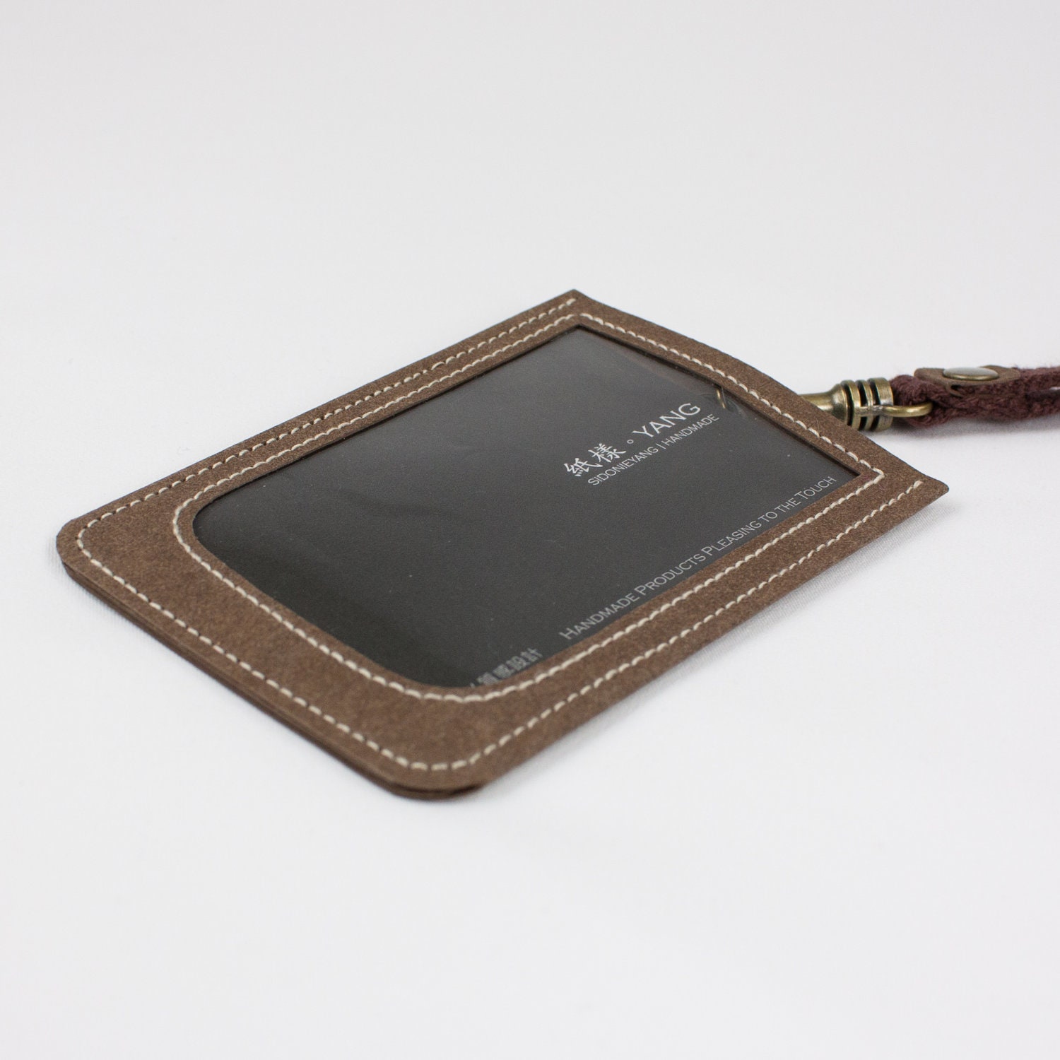 ID Badge Holder in Brown made from Washable Kraft Paper