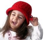 hand crocheted children hat, red, for her, beanie, girls hat, crochet child hat, acrylic mohair yarn