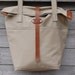 U N I S E X collection Canvas carry all tote, leather handles and strap, khaki
