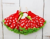 Christmas Pettiskirt - Polka Dot Pettiskirt -  Babies First Christmas Outfit -  Petti Skirt - Red Petti Skirt - Baby PettiSkirts