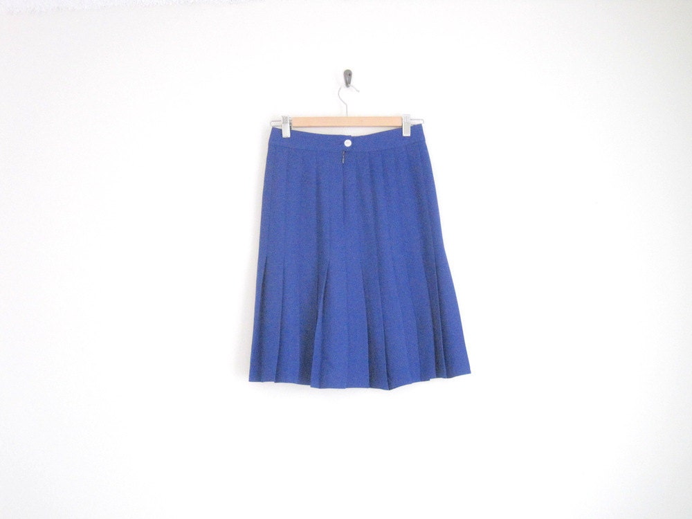 vintage accordian pleat skirt / high waisted skirt / royal blue / school girl pleated skirt