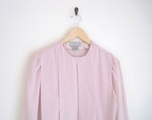 vintage 80s blouse / pleated shirt / pastel purple lavendar / button down