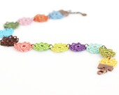 Anklet Boho Chic Crochet Lace in Multicolor Hippie Boho Gypsy Style Jewelry Circle Flower Lace