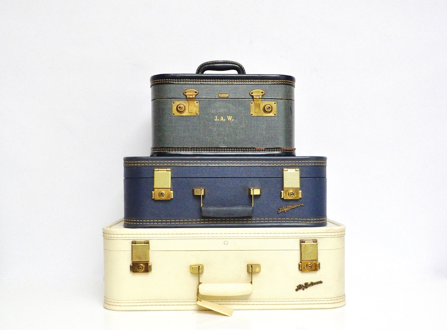 Mid-Century Lady Baltimore Suitcase - Navy Blue