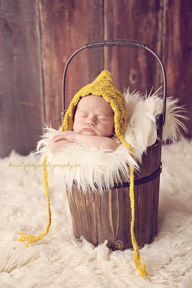 Practical Cable Mustard Bonnet Hat- Knit Baby Hat- Photo Prop Hat- Mustard Knit Hat-  Newborn Photography Prop- Great gift