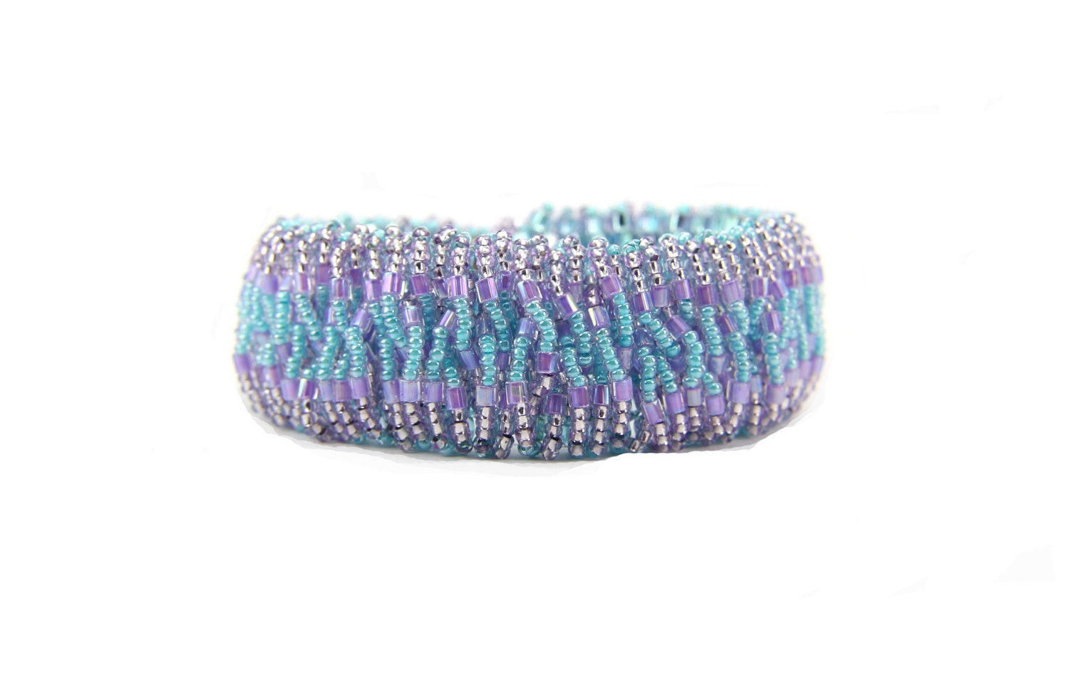 Bracelet Beaded Catepillar Aqua Turquoise Purple Pastel: Northern Lights - Thebracelettree