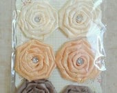 Allure Mocha Rolled Fabric Flowers with Rhinestones by Prima-FREE SHIPPING