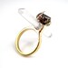 Resurrection - 18kt gold plated bronze beetle ring with quartz crystal