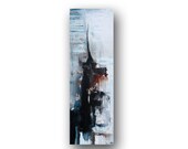 Original Abstract Painting Blue Painting Brown Painting Stretched Painting on Canvas Modern Contemporary Art 36x12 by Heather Day