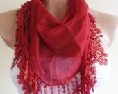 cotton scarf with lace new design shawl neckwarmer cowl christmas gift for her
