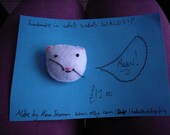 Cat brooch, white kittie, pin,