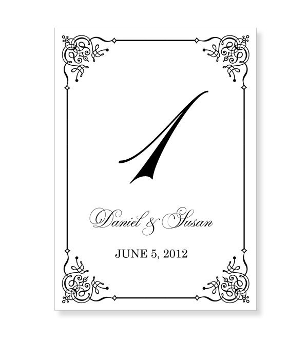 wedding table numbers template