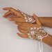 Bridal Hands Fascinator, Wrist Charm Made with White Gold Glittered Guipure Lace. Handmade