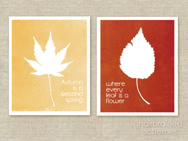 Digital Art Print Autumn is a Second Spring Leaves Rust Red Golden Yellow