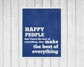 Wall Art Digital Art Typography Poster Happy People Print Pantone Monaco Blue