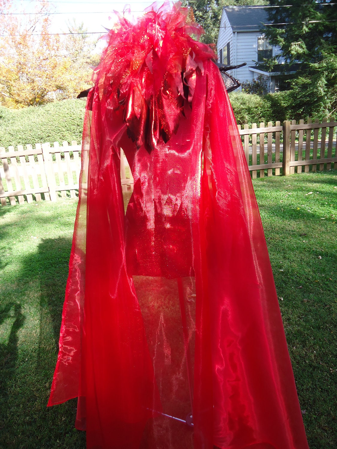 Hunger Games Katniss Everdeen 'Girl on Fire' costume black velvet snakeskin jacket / fire cape / Custom Order