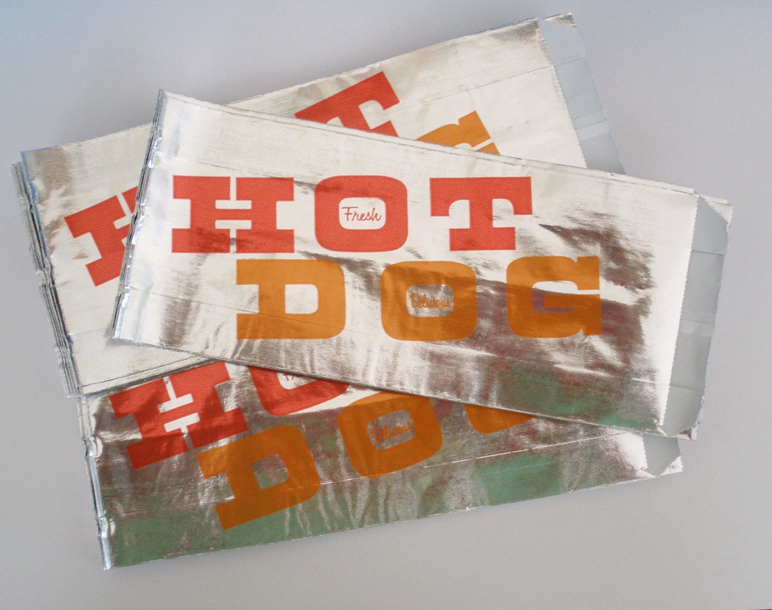 30 Foil Hot Dog Bags.....Retro Style....Cookouts, Ball Games, Weddings, Birthdays