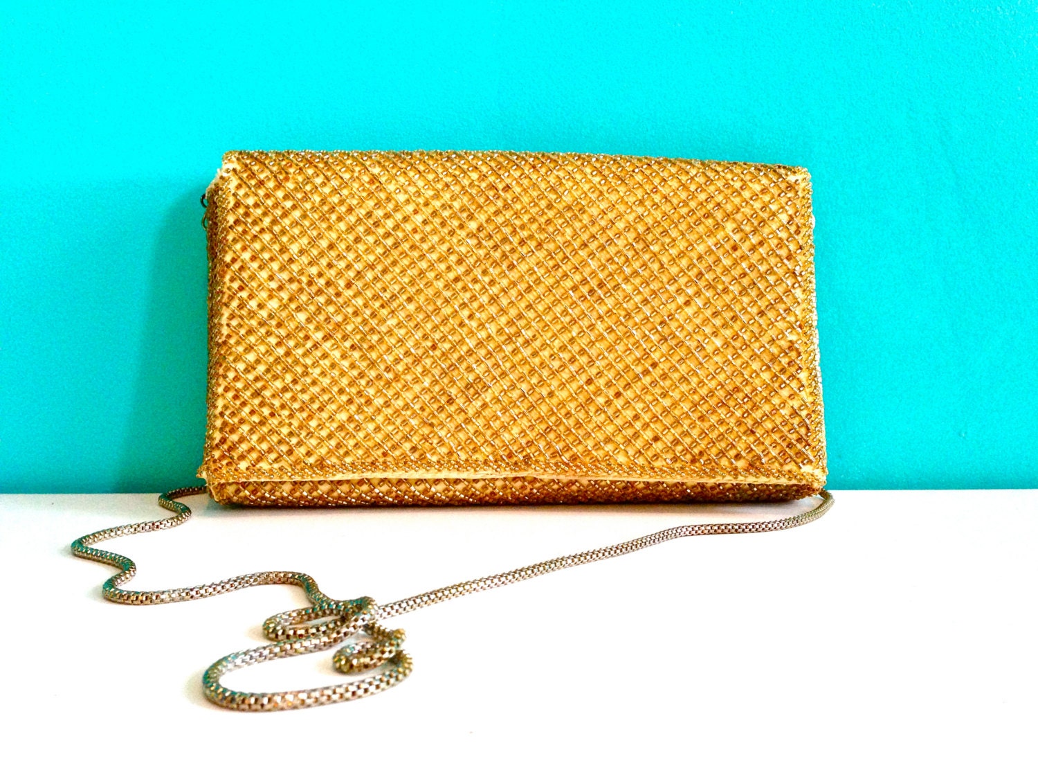 ON SALE NOW Vintage Closeout Sale - Vintage Gold Beaded Clutch, Classic Gold Beaded Clutch, Formal Gold Clutch