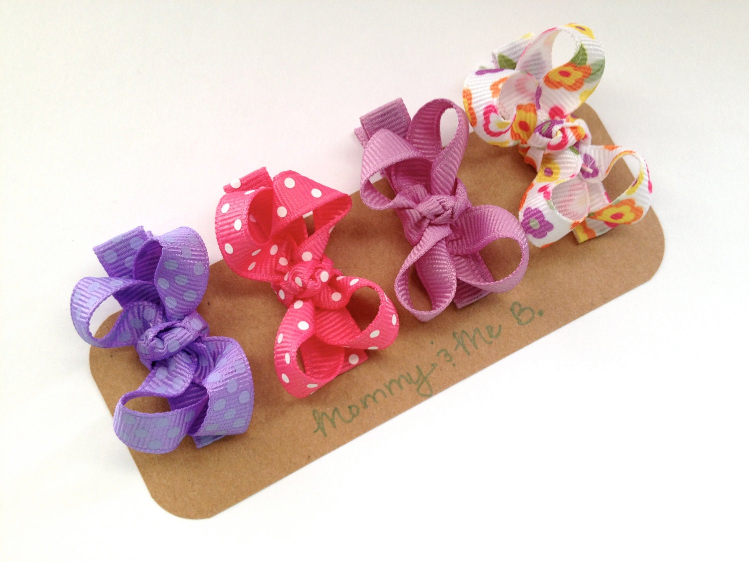 Bitty Boutique Clips Set -- Purple, Pink, Flowers, Twisted Boutique Clippies for girls, teens, toddlers, baby