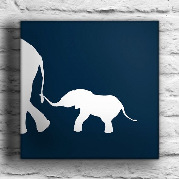 Baby Elephant with Mother Custom Painting
