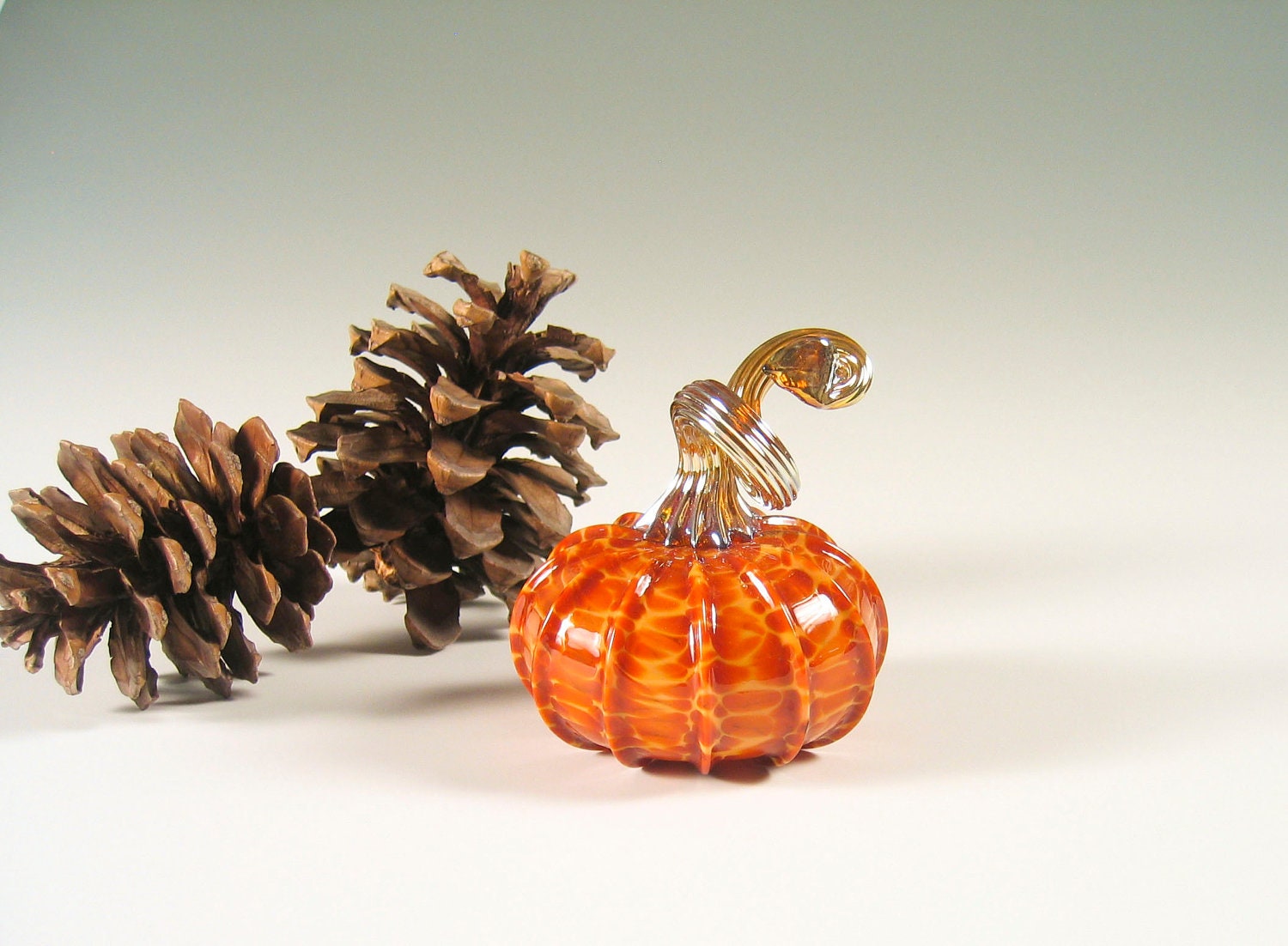 Hand Blown Glass Pumpkin Fall Decorations Golden Caramel Honey Orange Woodland Art Glass Warm Home Decor